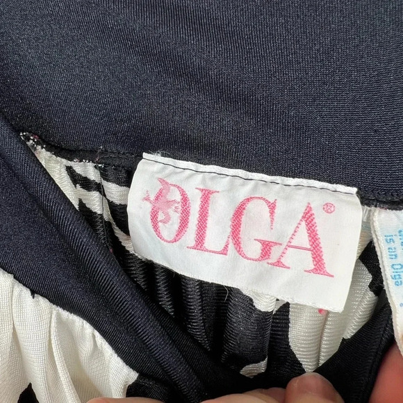 Olga Vintage 1970s Black Psychedelic Butterfly Maxi Dress Size 10 equal 4/6 - Picture 11 of 15